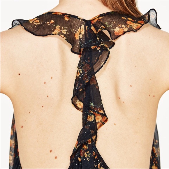 NWT ZARA LONG STRAPPY DRESS WITH FRILL - Picture 5 of 6